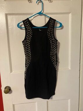 Forever 21 Black Studded Bodycon Mini Dress